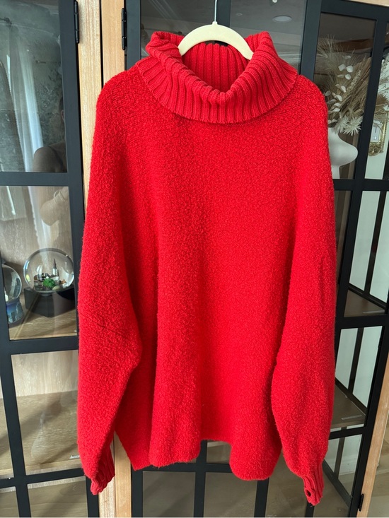 aerie Sweaters - Aerie turtleneck boucle sweater textured red wool oversized rib knit tunic